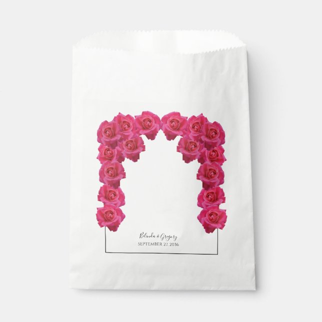 Sachets En Papier Mariage de roses roses rustiques (Devant)