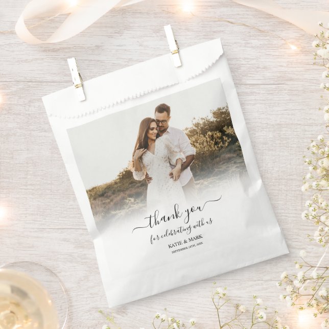 Sachets En Papier Mariage de script de calligraphie photo personnali (Coupé)
