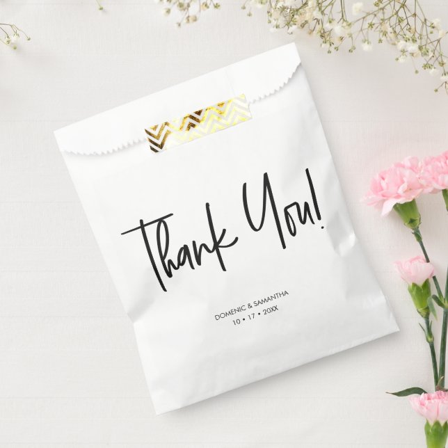 Sachets En Papier Mariage de script de Merci chic personnalisé (Scellé)