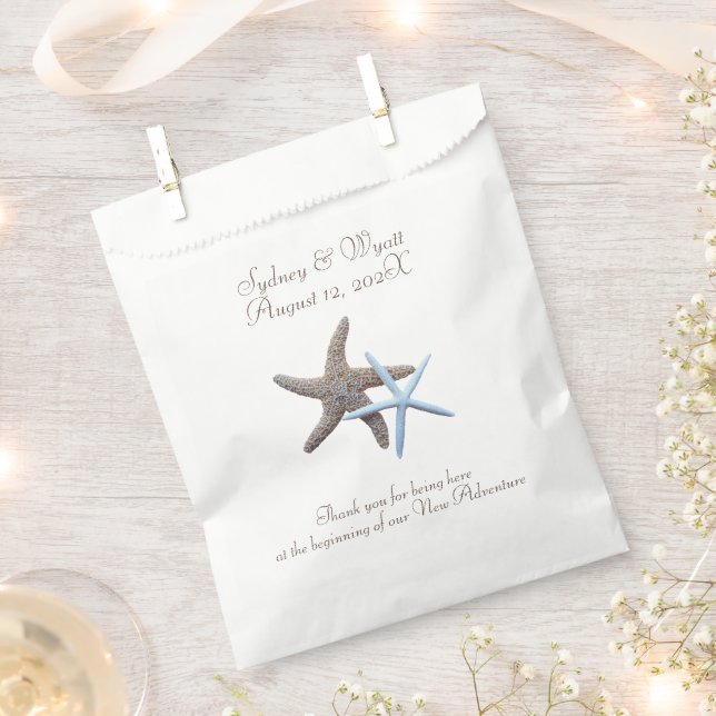 Sachets En Papier Mariage de Starfish Couple White Beach (Coupé)