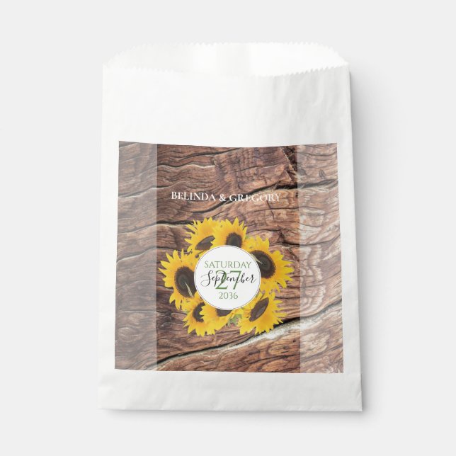 Sachets En Papier Mariage de tournesol rustique (Devant)