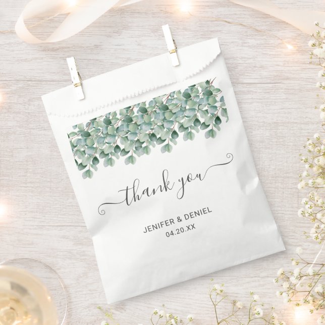 Sachets En Papier Mariage de verdure botanique d'Eucalyptus (Coupé)