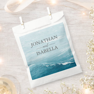 Sachets En Papier Mariage d'été au bord de la mer bleue ondulée ombr