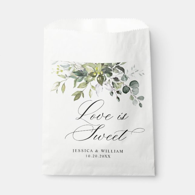 Sachets En Papier Mariage d'Eucalyptus à l'aquarelle simple (Devant)