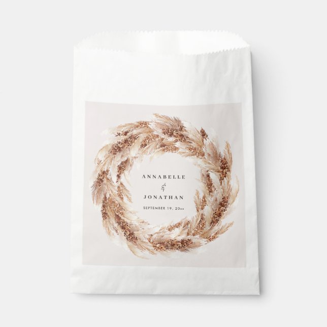 Sachets En Papier Mariage d'herbe bohème naturel moderne (Devant)