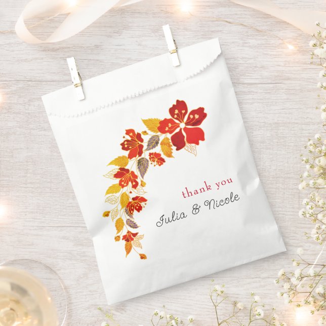 Sachets En Papier Mariage d'hibiscus tropicaux d'Orange brulé (Coupé)