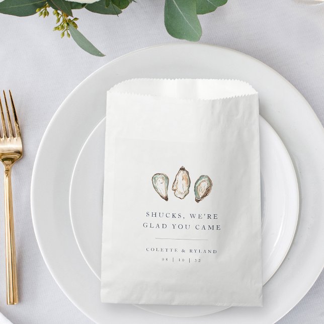 Sachets En Papier Mariage d'huîtres d'aquarelle côtière (Créateur téléchargé)
