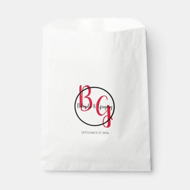 Sachets En Papier Mariage d'initiales personnalisées simples (Devant)