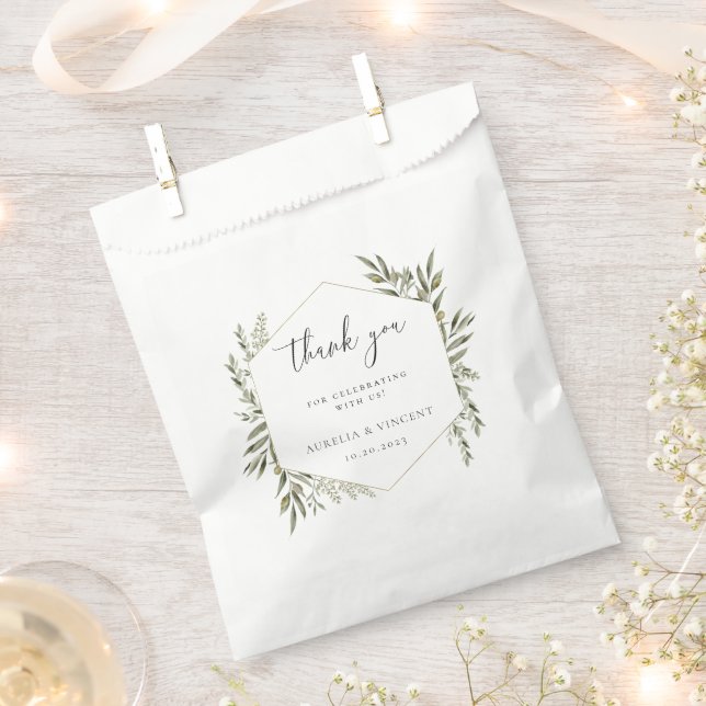 Sachets En Papier Mariage du cadre de feuillage botanique (Coupé)