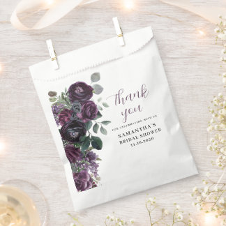 Sachets En Papier Mariage Élégant aux Fleurs Sombres Violettes
