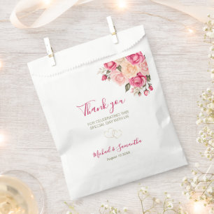 Sachets En Papier Mariage Élégant Fuschia et Rose Ivoire