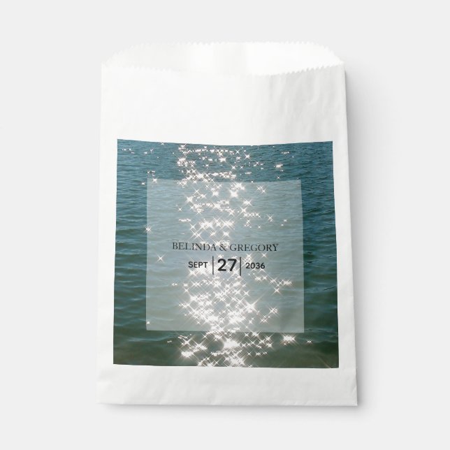 Sachets En Papier Mariage Étincelles d'eau de mer de plage (Devant)