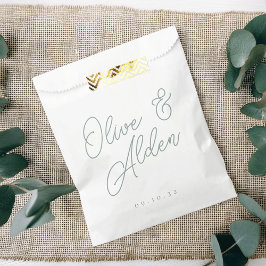 Sachets En Papier Mariage Eucalyptus Green Oversize Script Names