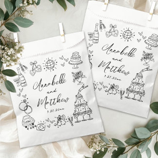 Sachets En Papier Mariage Fantaisiste Dessiné à la Main