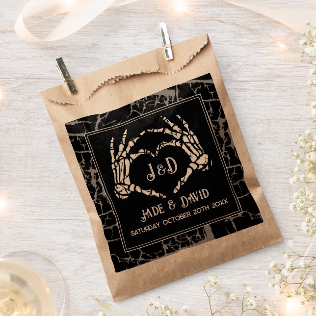 Sachets En Papier Mariage Favor Bags Skeleton Hands Heart Event (Coupé)