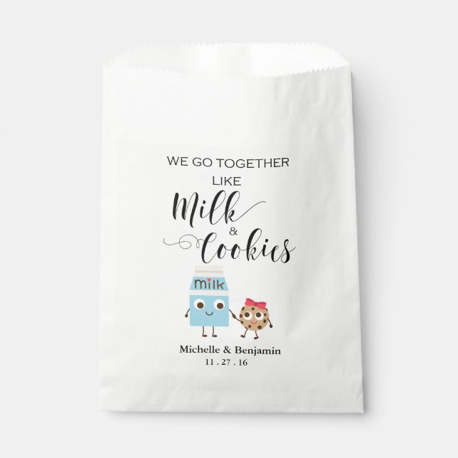 Sachets En Papier Mariage Favor Sac - We Go Together Cookies & Milk (Devant)