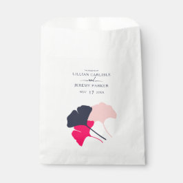 Sachets En Papier Mariage Feuille Bold Modern Navy et Pink Ginkgo