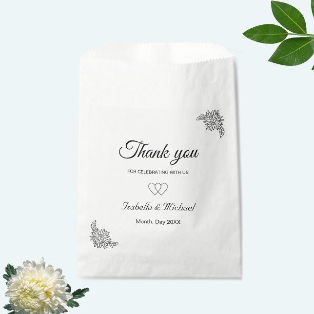 Sachets En Papier Mariage Fleur Moderne en Noir et Blanc (Créateur téléchargé)