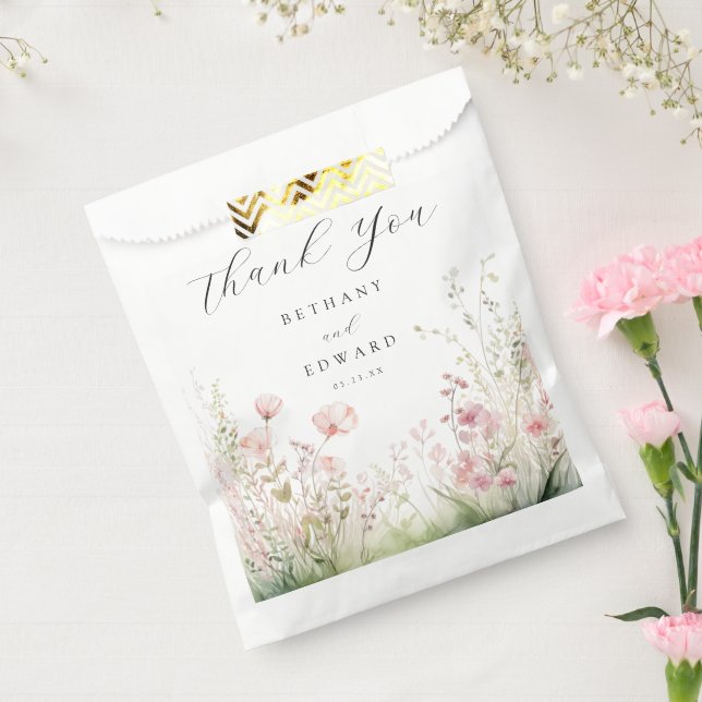Sachets En Papier Mariage Fleur sauvage Pastel (Scellé)