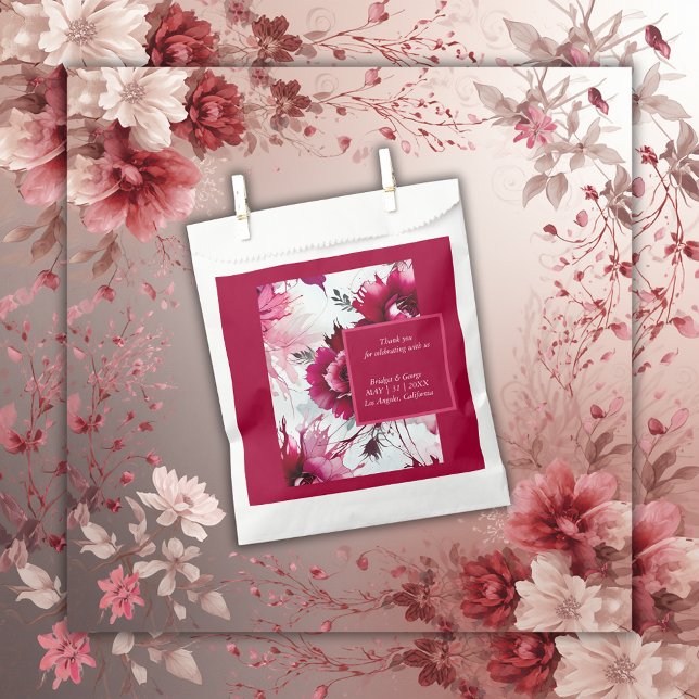 Sachets En Papier mariage fleuri abstrait rose (Créateur téléchargé)