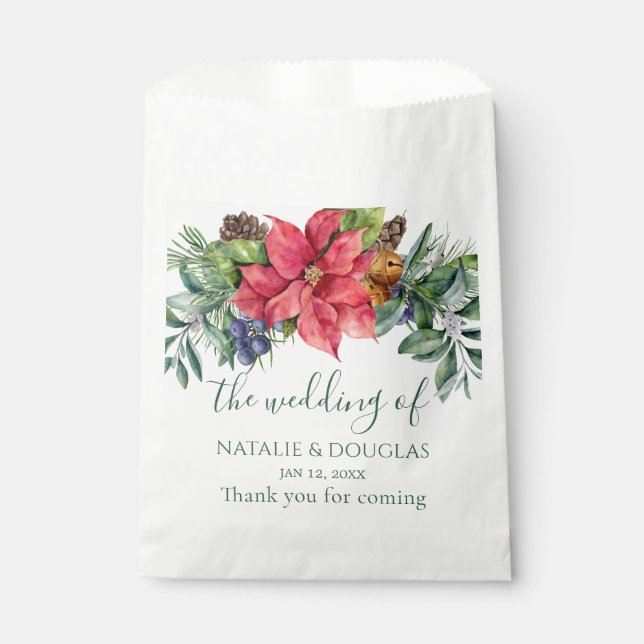 Sachets En Papier Mariage Fleurie Feuillage Poinsettia (Devant)