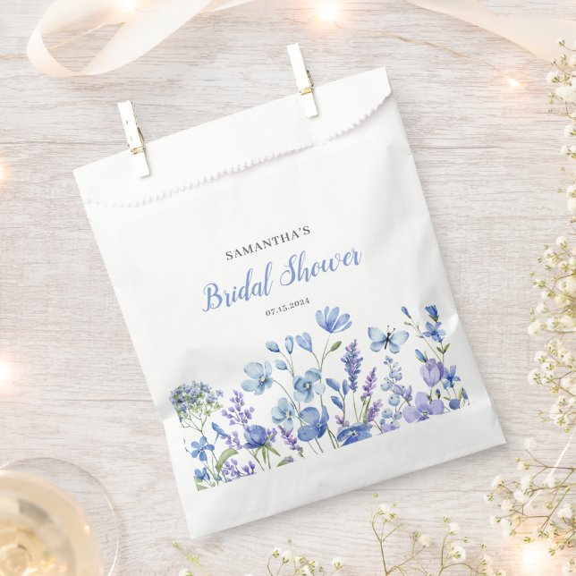 Sachets En Papier Mariage Fleuriste Floral Bleu (Coupé)