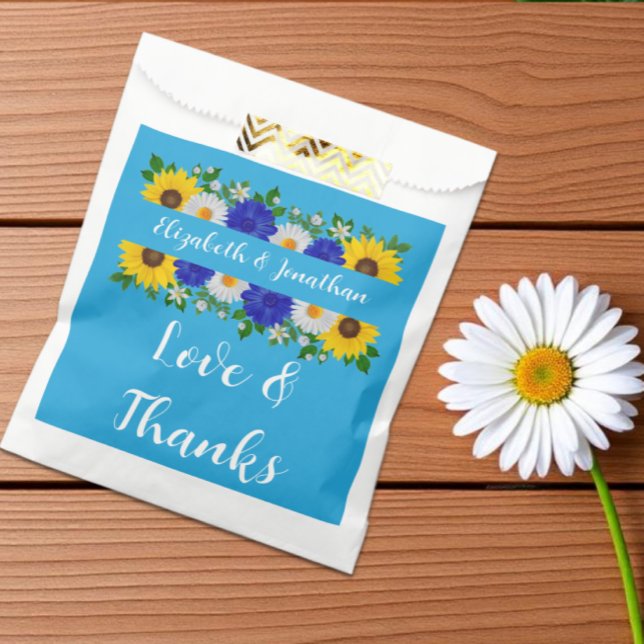 Sachets En Papier Mariage Floral Bleu Ciel Estival (Créateur téléchargé)