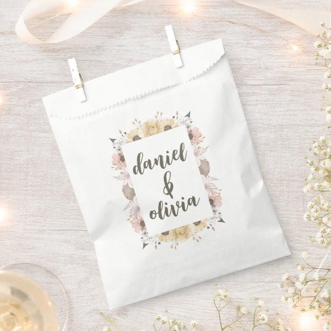 Sachets En Papier Mariage Floral Couleur Pastel (Coupé)