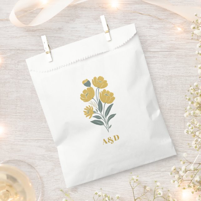 Sachets En Papier Mariage floral moderne jaune betercup (Coupé)