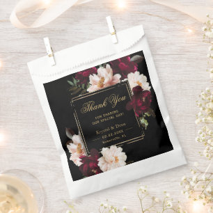 Sachets En Papier Mariage Floral Noir Burgundy Sombre Blush