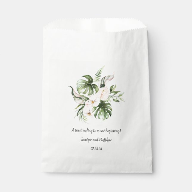 Sachets En Papier Mariage floral rose rose pâle Favoriser (Devant)