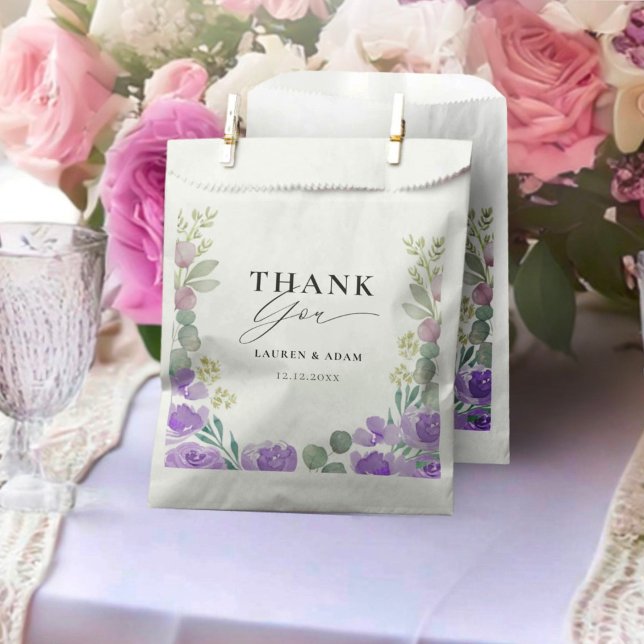 Sachets En Papier Mariage floral violet moderne Faveur (Créateur téléchargé)