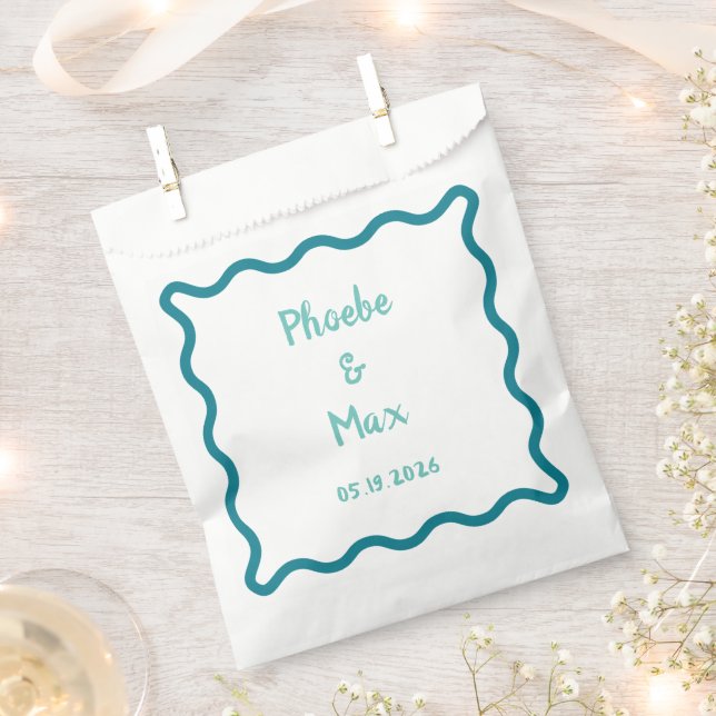 Sachets En Papier Mariage frontalier gras blanc manuscrit (Coupé)