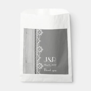 Sachets En Papier Mariage gris romantique en dentelle blanche gris