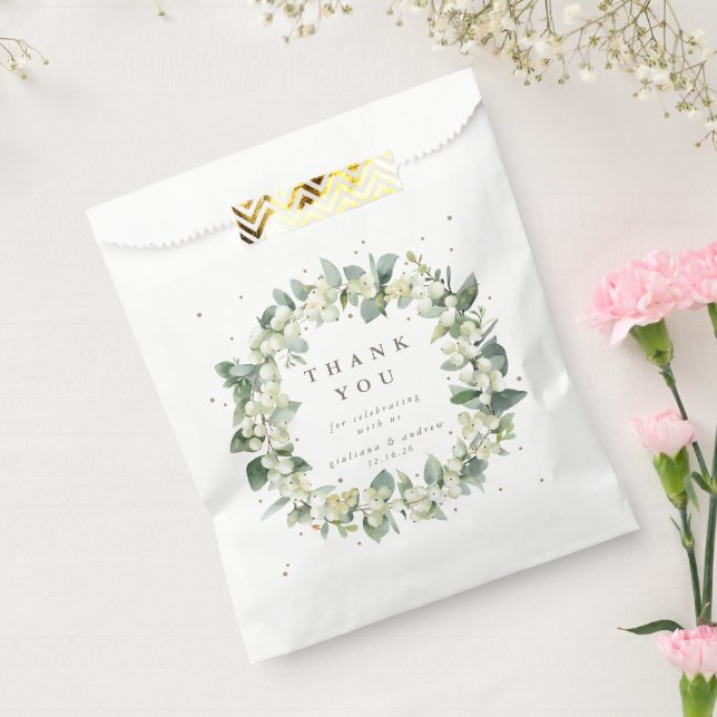 Sachets En Papier Mariage hivernal Snowberry+Eucalyptus (Scellé)