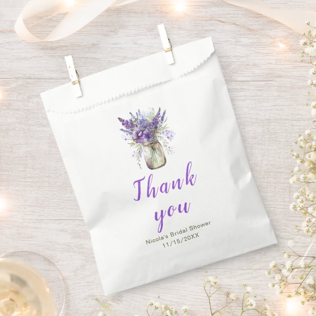 Sachets En Papier Mariage Lavande dans un Pot Mason (Coupé)