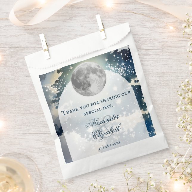 Sachets En Papier Mariage lunaire de nuit (Coupé)