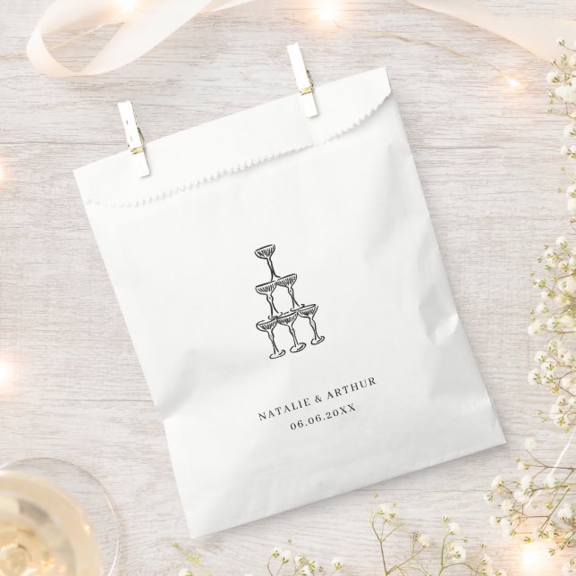 Sachets En Papier Mariage main moderne tiré (Coupé)