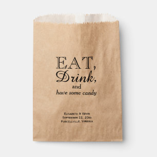 Sachets En Papier Mariage Mange, Boit et Avoir Un Petit Buffet De Bo