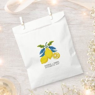 Sachets En Papier Mariage méditerranéen à l'aquarelle bleu jaune cit