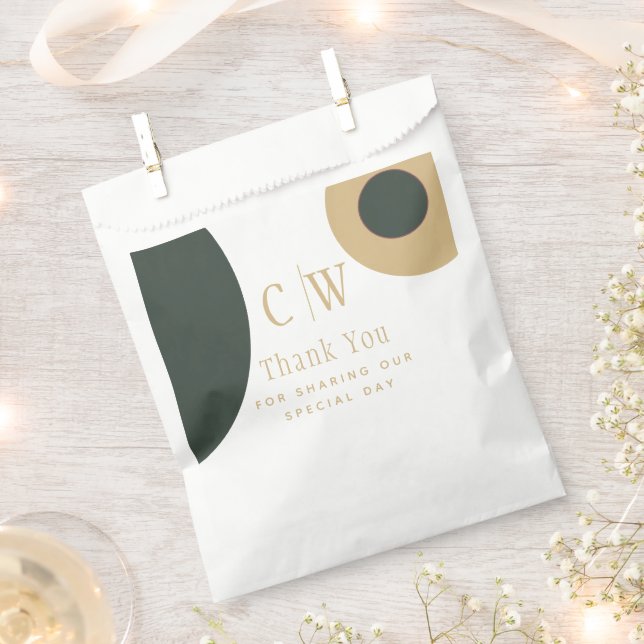 Sachets En Papier Mariage Merci Olive Green Gold Cadeau Goody (Coupé)