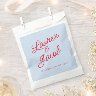 Sachets En Papier Mariage Minimaliste Moderne Bleu et Rouge