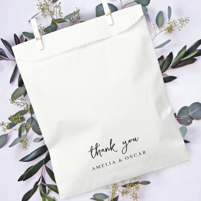 Sachets En Papier Mariage minimaliste simple en Merci blanc (Créateur téléchargé)