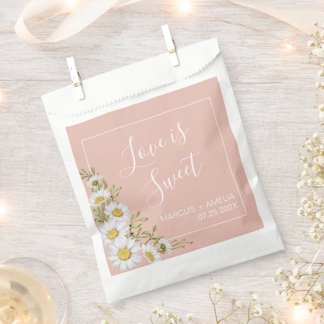 Sachets En Papier Mariage moderne Blush & White Daisers (Coupé)