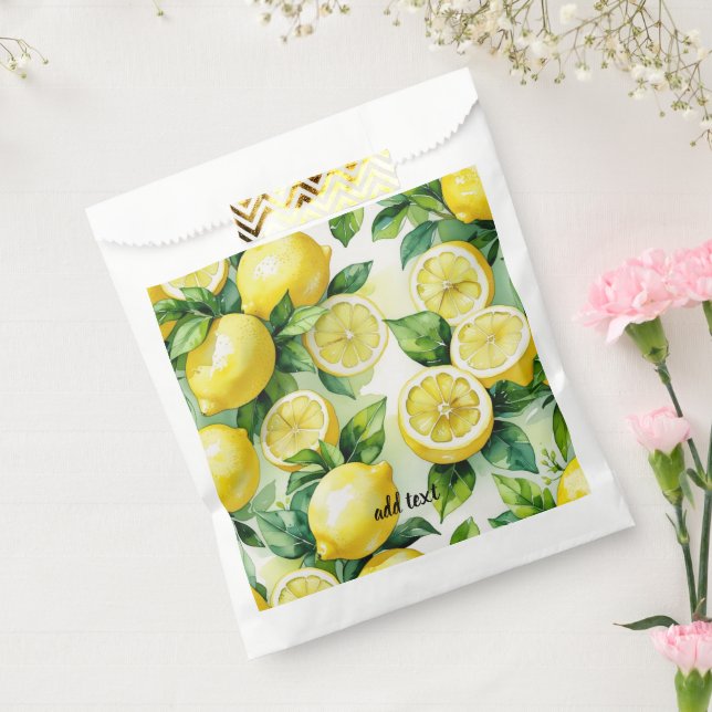 Sachets En Papier Mariage moderne citron bleu floral script (Scellé)