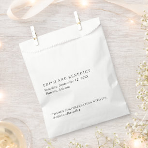 Sachets En Papier Mariage moderne minimaliste noir et blanc