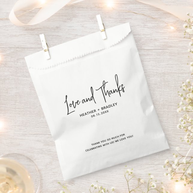 Sachets En Papier Mariage moderne minimaliste noir et blanc (Coupé)