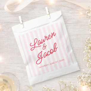 Sachets En Papier Mariage Moderne Minimaliste Rayures Rouges Roses