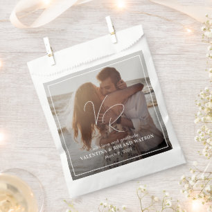 Sachets En Papier Mariage moderne photo noir et blanc chic