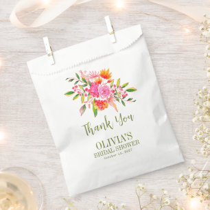 Sachets En Papier Mariage Moderne Rose Orange Fleurs Personnalisé